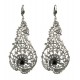 Boucles d'oreilles filigranes poires vieil argent crystal Swarovski noir