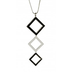 silver plated black and white squarre pendant