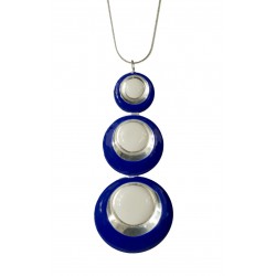 silver plated blue and white round pendant