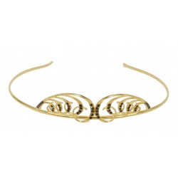 Couronne barette simili dorée strass Swarovski noirs