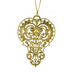 old gold plated filigree pear pendant