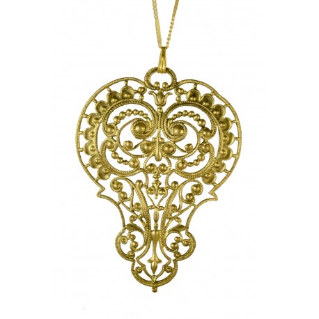 Pendentif filigrane poire vieil or