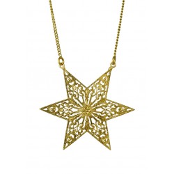 old gold plated filigree star necklace