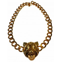 Gold plated tiger head necklace