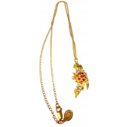 gold plated parrot long pendant strass