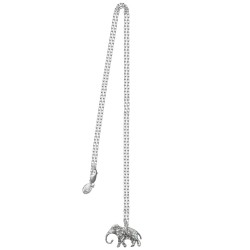 silver plated elephant long pendant strass