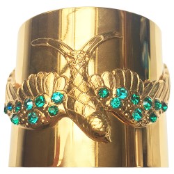 Bracelet grand oiseau doré strass