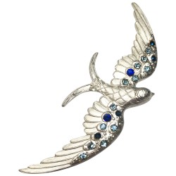 Broche grand oiseau argenté