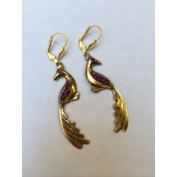 gold plated two birds earrings