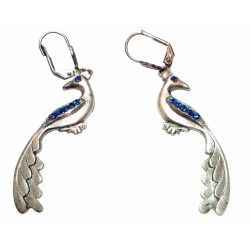 silver plated two birds earrings