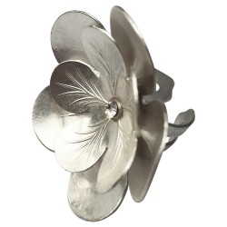 Silver plated flower ring