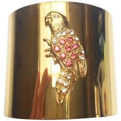 gold plated parrot bracelet with strass