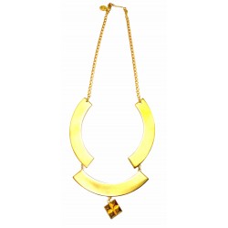 Collier arc triple avec 4 pyramides doré