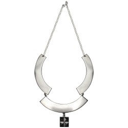 Collier arc triple avec 4 pyramides argenté