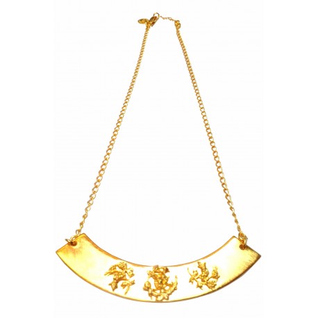 Collier sur arc motifs floraux doré
