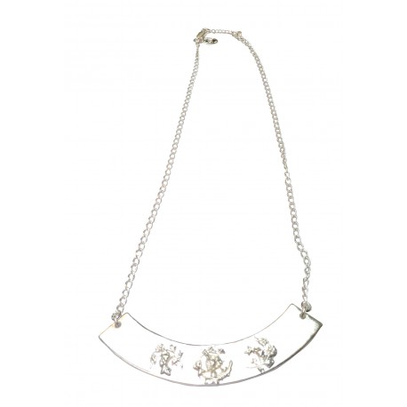 Collier sur arc motifs floraux argenté