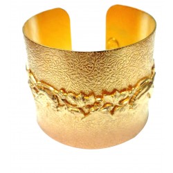 gold plated foliage with birds texture bracelet