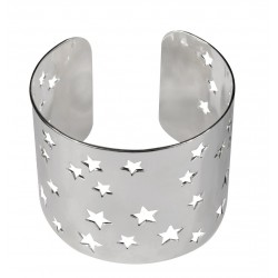 Bracelet manchette etoiles decoupees argente