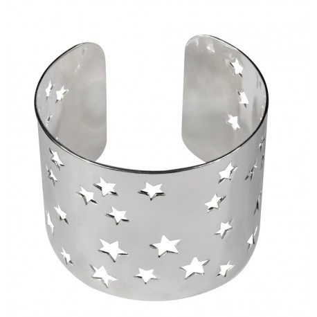 BRACELET MANCHETTE ETOILES DECOUPEES ARGENTE