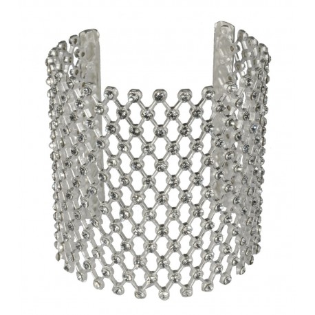 BRACELET GRILLAGE STRASS ARGENTE