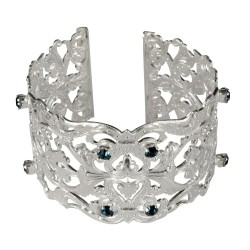 Bracelet filigrane fleur de lys strass argente