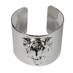 Bracelet manchette tete de tigre argente