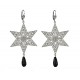 BOUCLES D'OREILLES ETOILES ARGENTE +PIERRE NOIR