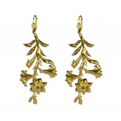 Boucles d'oreilles fleurs 1 strass dore