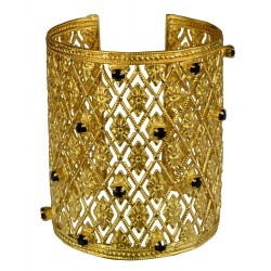 BRACELET GRILLAGE VIEIL OR STRASS