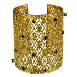 Bracelet dentelle vieil or strass