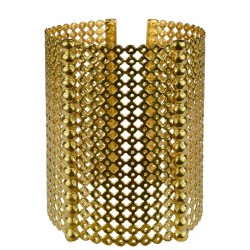 BRACELET GRILLAGE 2 BARRES BOULES DORE