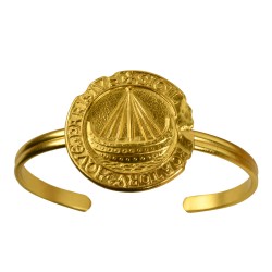 Bracelet Médaille Bateau doré jonc