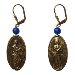 Old gold plated musicien men and women earrings