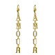 BOUCLES D OREILLES LETTRES AMOUR DORE STRASS