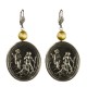 BOUCLES D OREILLES MEDAILLON ANGES VIEIL ARGENT