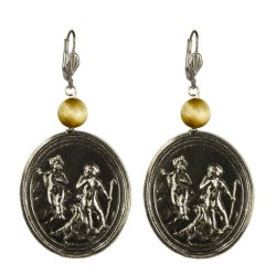 Old silver plated angel medallion earrings