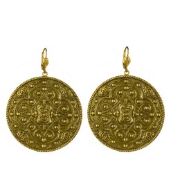 Gold plated talisman bright decape patina  earrings