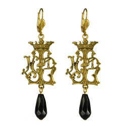 Old gold plated MONOGRAMME earrings