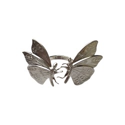 SILVER PLATED 2 BUTTERFLY RING