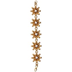 Bracelet fleurs dorees perles blanches