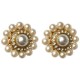 GOLD PLATED ROUND PEARL AND STRASS EARRINGS