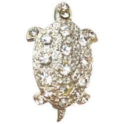 Broche tortue argentee et strass