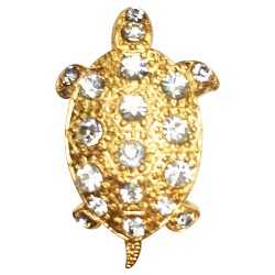 BROCHE TORTUE DOREE ET STRASS