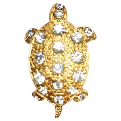 GOLD PLATED TURTLE WITH STRASS BROOCH