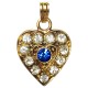 PENDENTIF COEUR DORE STRASS BLEU