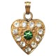 GOLD PLATED HEART WITH GREEN STRASS PENDANT