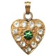 PENDENTIF COEUR DORE STRASS VERT