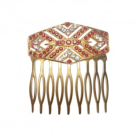 GOLD PLATED ART DECO WITH STRASS COMB