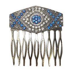 SILVER PLATED ART DECO STRASS COMB