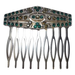 SILVER PLATED ART DECO STRASS COMB
